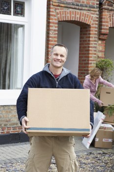 Customer booking a man and van service with items ready for transport