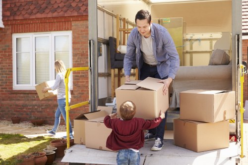 Removal truck available for a Bermondsey home move on a busy South London street